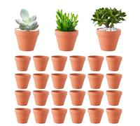 Abiemuce Lot de 24 Pots en Terre Cuite de 5 x 5,5 cm, Petits Pots en Argile, Mini Pots en Terre Cuite avec Trou de Drainage, Pot en Argile Réutilisable pour Plantes pour la Maison et Le Bureau