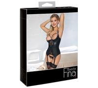 Abierta Fina - Soutien-gorge rehausseur avec jarretelles (noir) - M