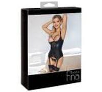 Abierta Fina - soutien-gorge ouvert avec porte-jarretelles - noir - L