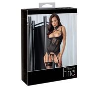 Abierta Fina Chemise et string à bretelles-26329181231 Noir 75B/S