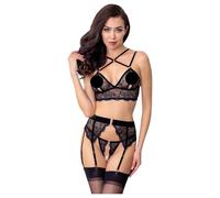 Abierta Fina - ensemble lingerie dentelle - noir - lot de 3 pièces