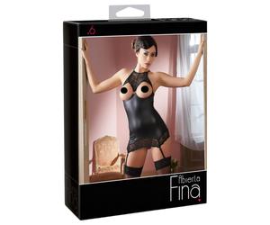 Abierta Fina - robe courte sexy - effet brillant - noir