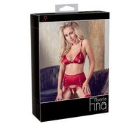 Ensemble Soutien-Gorge et Jarretelles Rouge M