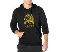 Abies Ethiopie Lion Of Judah Harajuku Geek Sweat à capuche court pour homme, Noir , XL