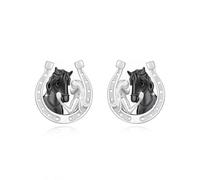 ABIGY Boucles d'oreilles cheval fer à cheval en argent sterling 925 - Boucles d'oreilles en forme de cheval - Cadeau pour femme, Argent sterling