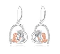 ABIGY Boucles d'oreilles cheval pour femme en argent sterling 925 - Cheval porte-bonheur et fille - Cadeau pour mère, fille, épouse, amie