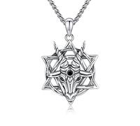 ABIGY Collier animal pour homme en argent sterling 925 avec pendentif oxydé - Style vintage - Bijou de Noël d'anniversaire - Cadeau pour fils, frères, maris, pères, Argent sterling, Zircon