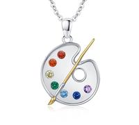 ABIGY Collier en argent 925 avec pendentif en forme de palette de peintre pour femme