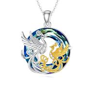 ABIGY Collier phénix pour femme avec pendentif phénix avec cristaux autrichiens en argent sterling 925 Nirvana Phoenix Bijoux cadeaux de Noël d'anniversaire, Argent sterling