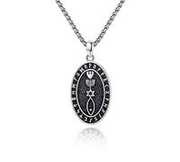 ABIGY Collier Saint en argent sterling 925 avec pendentif religieux amulette pour Noël, anniversaire, anniversaire de mariage, cadeau pour fils, frères, maris, pères, 20 x 25 mm, Argent sterling