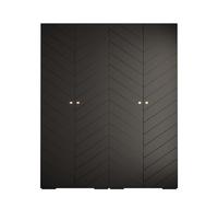 ABIKSMEBLE - Armoire à Portes Battantes - Placard Chambre - Penderie - Armoire de Rangement Chambre Manhattan RYFEL 4-2X Modules - Noir - 236,7 cm (H) x 200 cm (L) x 47 cm (P)