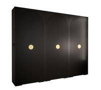 ABIKSMEBLE - Armoire à Portes Battantes - Placard Chambre - Penderie - Armoire de Rangement Chambre Manhattan RYFEL 1-3X Modules - Noir - 236,7 cm (H) x 300 cm (L) x 47 cm (P)