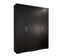 ABIKSMEBLE - Armoire à Portes Battantes - Placard Chambre - Penderie - Armoire de Rangement Chambre Manhattan RYFEL 8-2X Modules - Noir - 236,7 cm (H) x 200 cm (L) x 47 cm (P)