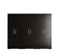 ABIKSMEBLE - Armoire à Portes Battantes - Placard Chambre - Penderie - Armoire de Rangement Chambre Manhattan RYFEL 3-3X Modules - Noir - 236,7 cm (H) x 300 cm (L) x 47 cm (P)