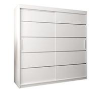 ABIKSMEBLE Armoire à Portes Coulissantes Verona 1 200 Avec Tringle et Étagère Pour Chambre à Coucher (Blanc Mat)