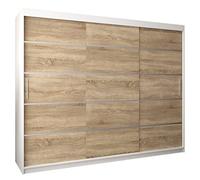 ABIKSMEBLE Armoire à Portes coulissantes Verona - 1250 Armoire avec Tringle et Étagère - Chambre à Coucher (Blanc Mat + Chêne Sonoma)