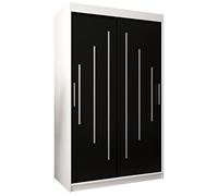 ABIKSMEBLE Armoire à Portes coulissantes York 120 Armoire avec Tringle et étagère Armoire de Chambre à Coucher (Blanc Mat + Noir Mat)