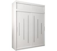 ABIKSMEBLE Armoire à Portes coulissantes York 180 Armoire avec Tringle et étagère Armoire de Chambre à Coucher (Blanc Mat avec Extension)