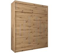 ABIKSMEBLE Armoire à Portes coulissantes York 200 Armoire avec Tringle et étagère Armoire de Chambre à Coucher (Chêne Artisan avec Extension)