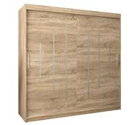 ABIKSMEBLE Armoire à Portes Coulissantes York 200 Avec Tringle et Étagère Pour Chambre à Coucher (Chêne Sonoma)