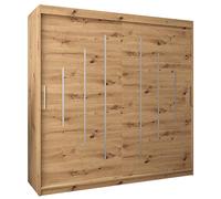 ABIKSMEBLE Armoire à Portes Coulissantes York 200 Avec Tringle et Étagère Pour Chambre à Coucher (Chêne Artisan)