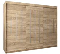 ABIKSMEBLE Armoire à Portes coulissantes York 250 Armoire avec Tringle et étagère Armoire de Chambre à Coucher (Chêne Sonoma)