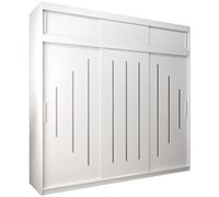 ABIKSMEBLE Armoire à Portes Coulissantes York 250 Avec Tringle et Étagère - Chambre à Coucher (Blanc Mat Avec Extension)