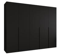 ABIKSMEBLE - Armoire Alicante 1 - Hauteur 202 cm, Largeur 250 cm, Profondeur 52cm - Corps Noir, Poignée Noir - Meuble de Rangement Moderne pour Salon ou Chambre