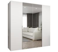 ABIKSMEBLE - Armoire Alicante 2 avec Mirroir - Hauteur 202cm, Largeur 200 cm, Profondeur 52cm - Corps Blanc, Poignée Cachemire - Meuble de Rangement Moderne pour Salon