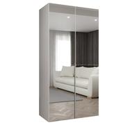ABIKSMEBLE - Armoire Alicante 3 avec Mirroir - Hauteur 200cm, Largeur 100 cm, Profondeur 52cm - Corps Blanc, Poignée Cachemire - Meuble de Rangement Moderne pour Salon