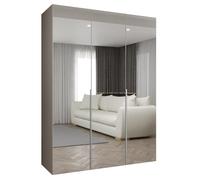 ABIKSMEBLE - Armoire Alicante 3 avec Mirroir - Hauteur 200cm, Largeur 150 cm, Profondeur 52cm - Corps Cachemire, Poignée Cachemire - Meuble de Rangement Moderne pour Salon