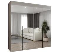 ABIKSMEBLE - Armoire Alicante 3 avec Mirroir - Hauteur 200cm, Largeur 200 cm, Profondeur 52cm - Corps Cachemire, Poignée Noir - Meuble de Rangement Moderne pour Salon