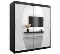 ABIKSMEBLE Armoire avec Porte Coulissante Miroir Elypse - Dressing Chambre Adulte - Penderie Vetement - Garde Robe - Placard 2 Portes - Closet