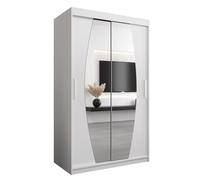 ABIKSMEBLE Armoire Elypse avec Porte Coulissante et Miroir - Dressing pour Chambre Adulte - Penderie Vêtement - Garde-Robe - Placard 2 Portes - Closet