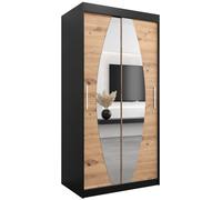 ABIKSMEBLE Armoire Elypse avec Porte Coulissante et Miroir - Dressing pour Chambre Adulte - Penderie Vêtement - Garde-Robe - Placard - Closet