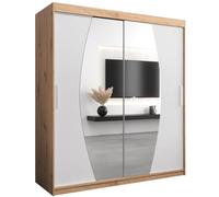 ABIKSMEBLE Armoire Elypse avec Porte Coulissante et Miroir - Dressing pour Chambre Adulte - Penderie Vêtement - Garde Robe - Placard - Closet