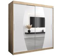 ABIKSMEBLE Armoire Elypse Avec Porte Coulissante et Miroir - Dressing Pour Chambre Adulte - Penderie Vêtement - Garde Robe - Placard 2 Portes - Closet