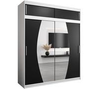 ABIKSMEBLE Armoire Elypse avec Porte Coulissante et Miroir - Dressing pour Chambre Adulte - Penderie Vêtement - Garde Robe - Placard - Closet