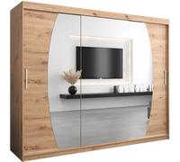 ABIKSMEBLE Armoire Elypse avec Porte Coulissante et Miroir - Dressing pour Chambre Adulte - Penderie Vêtement - Garde-Robe - Placard 3 Portes - Closet