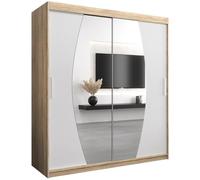ABIKSMEBLE Armoire Elypse avec Porte Coulissante et Miroir - Dressing pour Chambre Adulte - Penderie Vêtements - Garde-Robe - Placard 2 Portes - Closet