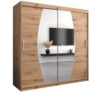 ABIKSMEBLE Armoire Elypse avec Porte Coulissante et Miroir - Dressing pour Chambre Adulte - Penderie Vêtement - Garde-Robe - Placard - Closet