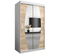 ABIKSMEBLE Armoire Elypse avec Porte Coulissante et Miroir - Dressing pour Chambre Adulte - Penderie Vêtements - Garde-Robe - Placard 2 Portes - Closet
