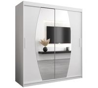 ABIKSMEBLE Armoire Elypse avec Porte Coulissante et Miroir - Dressing pour Chambre Adulte - Penderie Vêtement - Garde Robe - Placard - Closet
