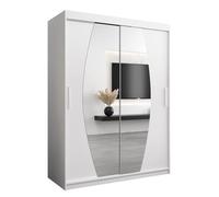 ABIKSMEBLE Armoire Elypse avec Porte Coulissante et Miroir - Dressing pour Chambre Adulte - Penderie Vêtement - Garde-Robe - Placard - Closet