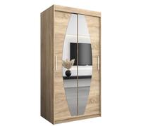ABIKSMEBLE Armoire Elypse avec Porte Coulissante et Miroir - Dressing pour Chambre Adulte - Penderie Vêtements - Garde-Robe - Placard - Closet
