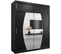 ABIKSMEBLE Armoire Elypse avec Porte Coulissante et Miroir - Dressing pour Chambre Adulte - Penderie Vêtements - Garde-Robe - Placard - Closet