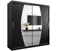 ABIKSMEBLE Armoire Elypse Avec Porte Coulissante Miroir - Dressing Adulte - Penderie Vêtement - Garde Robe - Placard - Closet