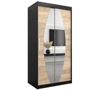 ABIKSMEBLE Armoire Elypse Avec Porte Coulissante Miroir - Dressing Adulte - Penderie Vêtement - Garde Robe - Placard - Closet