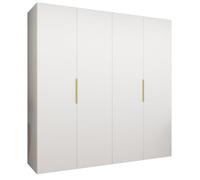 ABIKSMEBLE - Armoire Marbella 1 - Hauteur 202 cm, Largeur 200 cm, Profondeur 52 cm - Corps Blanc, Poignée l'or - Meuble de Rangement Moderne pour Salon ou Chambre