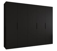 ABIKSMEBLE - Armoire Marbella 1 - Hauteur 202 cm, Largeur 250 cm, Profondeur 52 cm - Corps Noir, Poignée Noir - Meuble de Rangement Moderne pour Salon ou Chambre